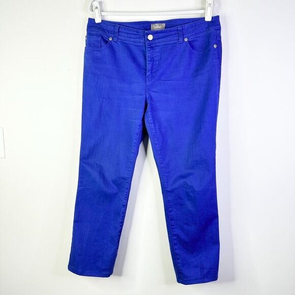 CHICO'S Jeans Women 12 Short Blue So Slimming Classic 5 Pocket Straight Ankle - Picture 1 of 10